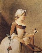 Jean Baptiste Simeon Chardin Girl with a Racquer and Shuttlecock oil painting